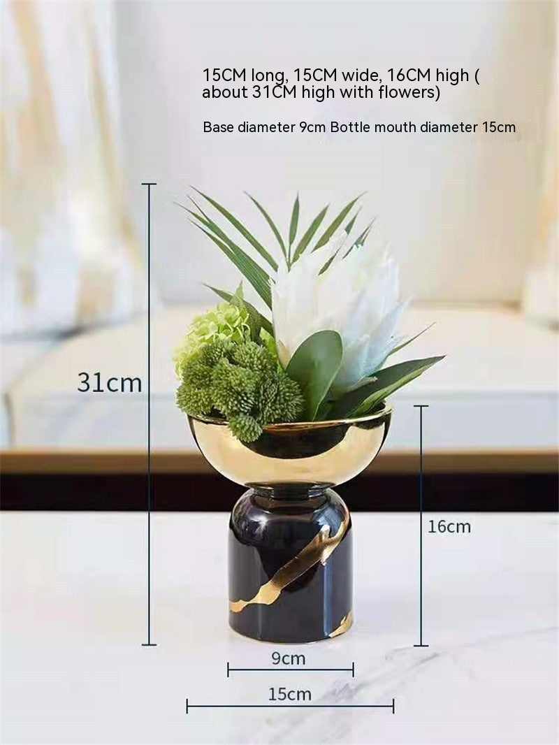 Black Gold Ceramic Plating Vase – Elegant Decoration Ornaments