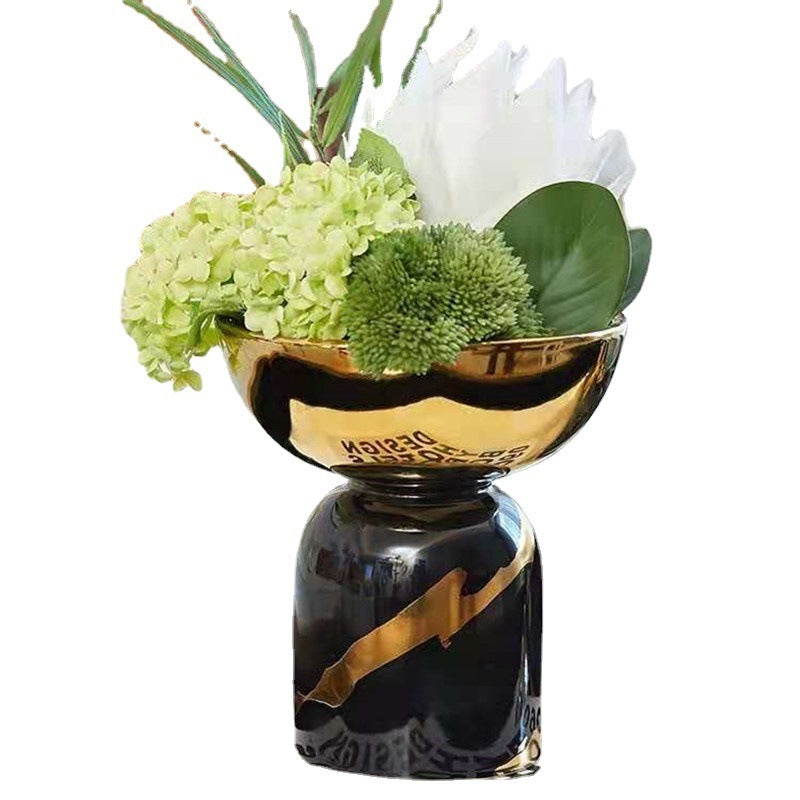 Black Gold Ceramic Plating Vase – Elegant Decoration Ornaments