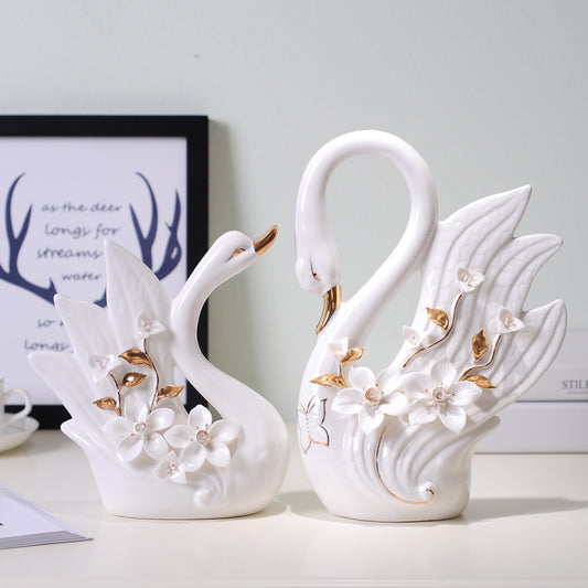 Handcrafted Ceramic Swan Ornaments – Elegant Decoration for Home Décor