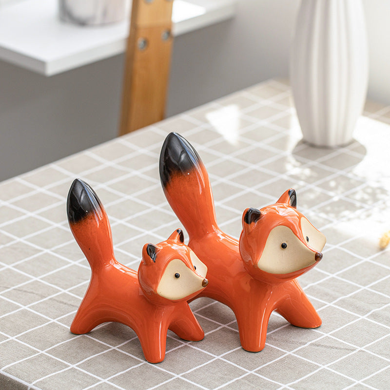 Creative Ceramic Red Fox Ornaments – Unique Household Decor Crafts