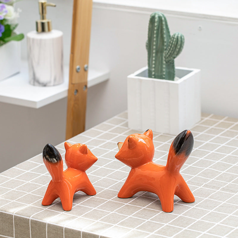 Creative Ceramic Red Fox Ornaments – Unique Household Decor Crafts