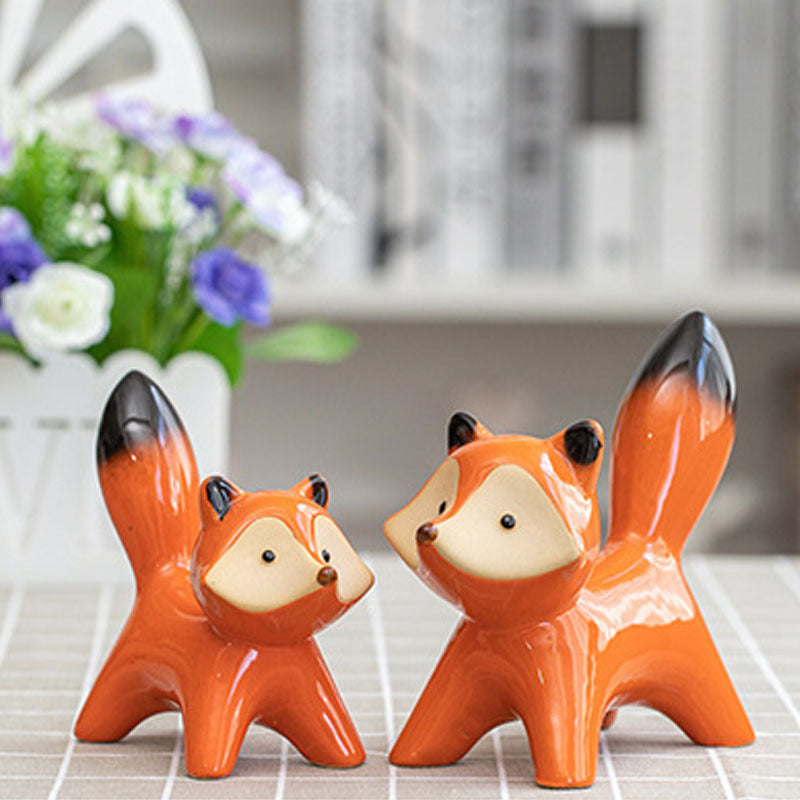 Creative Ceramic Red Fox Ornaments – Unique Household Decor Crafts