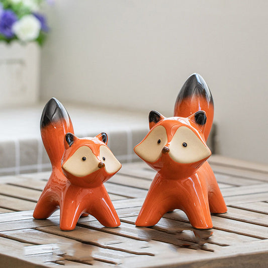 Creative Ceramic Red Fox Ornaments – Unique Household Decor Crafts