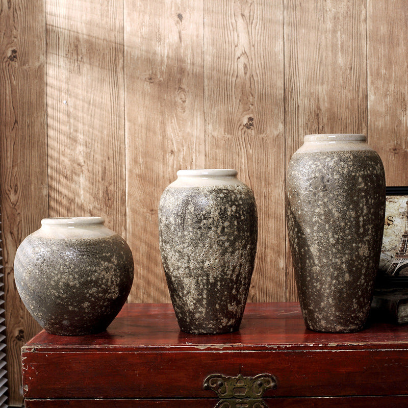 Mottled Retro Chinese Ceramic Vase – Decorative Ornament