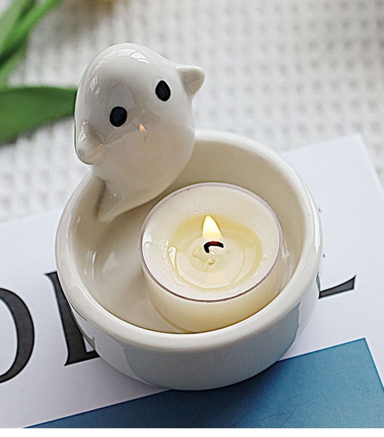 Ceramic Ghost Candlestick Ornaments – Spooky and Fun Home Décor