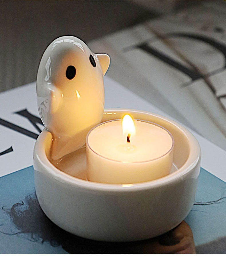 Ceramic Ghost Candlestick Ornaments – Spooky and Fun Home Décor