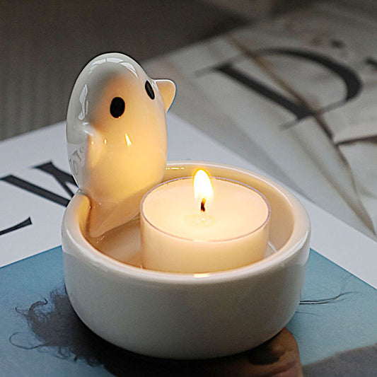 Ceramic Ghost Candlestick Ornaments – Spooky and Fun Home Décor