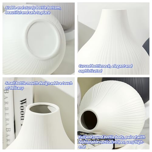 Large Ceramic Vase Modern Vase White Vase for Room，Big Belly Vases Minimalism Style for Home Decor，Flower Vases Decorative Vase for Shelf Decor/Table/Living Room/Kitchen/Office (White, 9.6Inches)