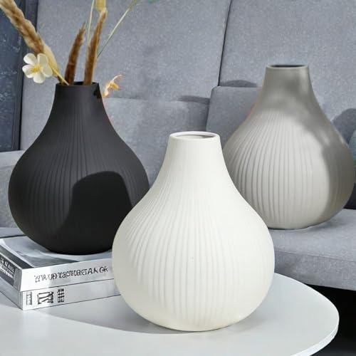 Large Ceramic Vase Modern Vase White Vase for Room，Big Belly Vases Minimalism Style for Home Decor，Flower Vases Decorative Vase for Shelf Decor/Table/Living Room/Kitchen/Office (White, 9.6Inches)