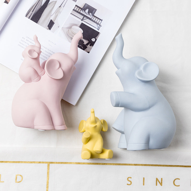 Nordic Cartoon Elephant Ceramic Ornaments – Cute Home Decor