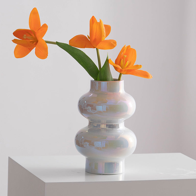 Pearl Plated Ceramic Vase – Elegant Ornaments