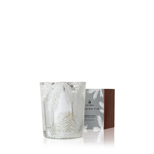 Thymes Votive Candle -Scented Candle - Luxury Home Fragrance - Home Decor & Bathroom Accessories- Limited Edition Statement Votive Candle - Frasier Fir Pine Scent - Silver Candle - 2 Oz