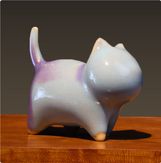 Mud Sky Jun Porcelain Little Cat – Ceramic Decorative Ornament