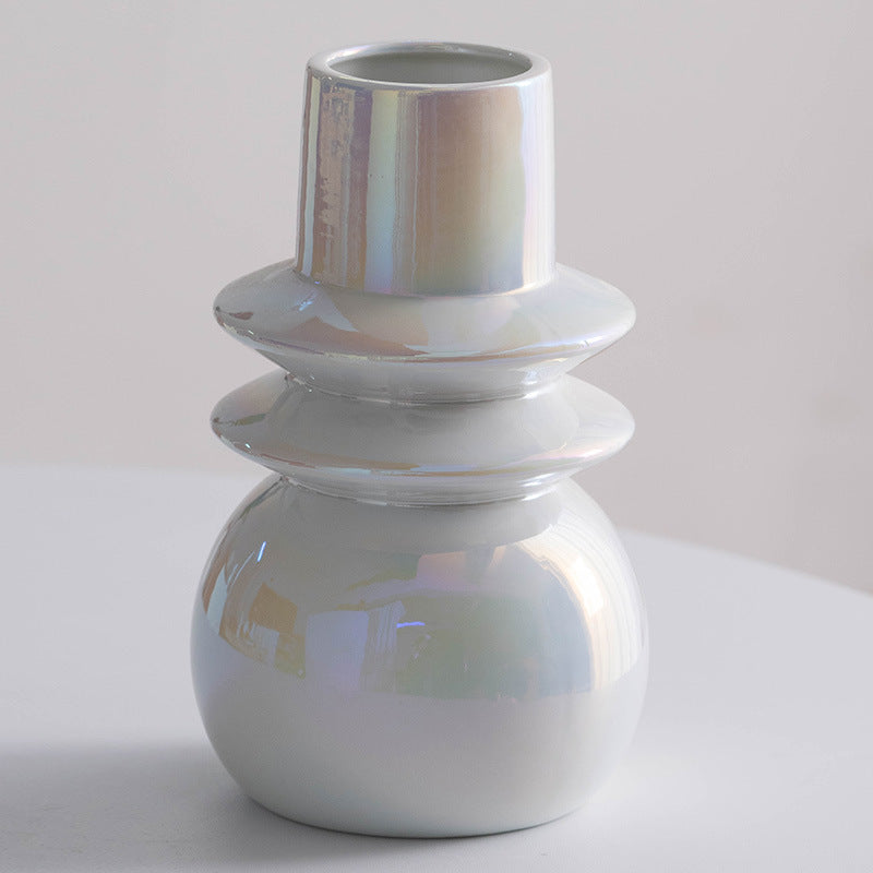 Pearl Plated Ceramic Vase – Elegant Ornaments