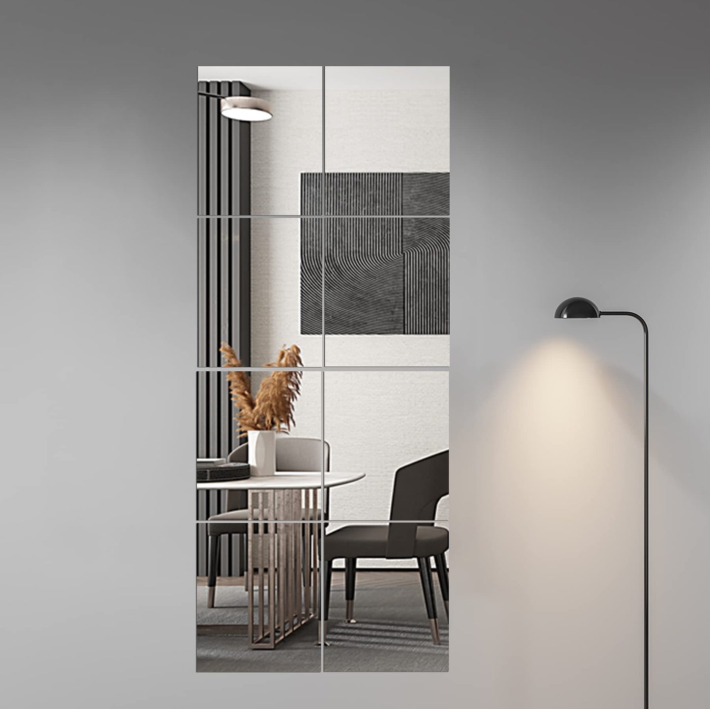 Glass Full Length Wall Mirror Tiles, 14'' x 12'' x 4PCS, Full Body Mirror for Bedroom, Full Length Mirror Wall Mounted for Home Gym, Door (14'' x12''-4PCS)