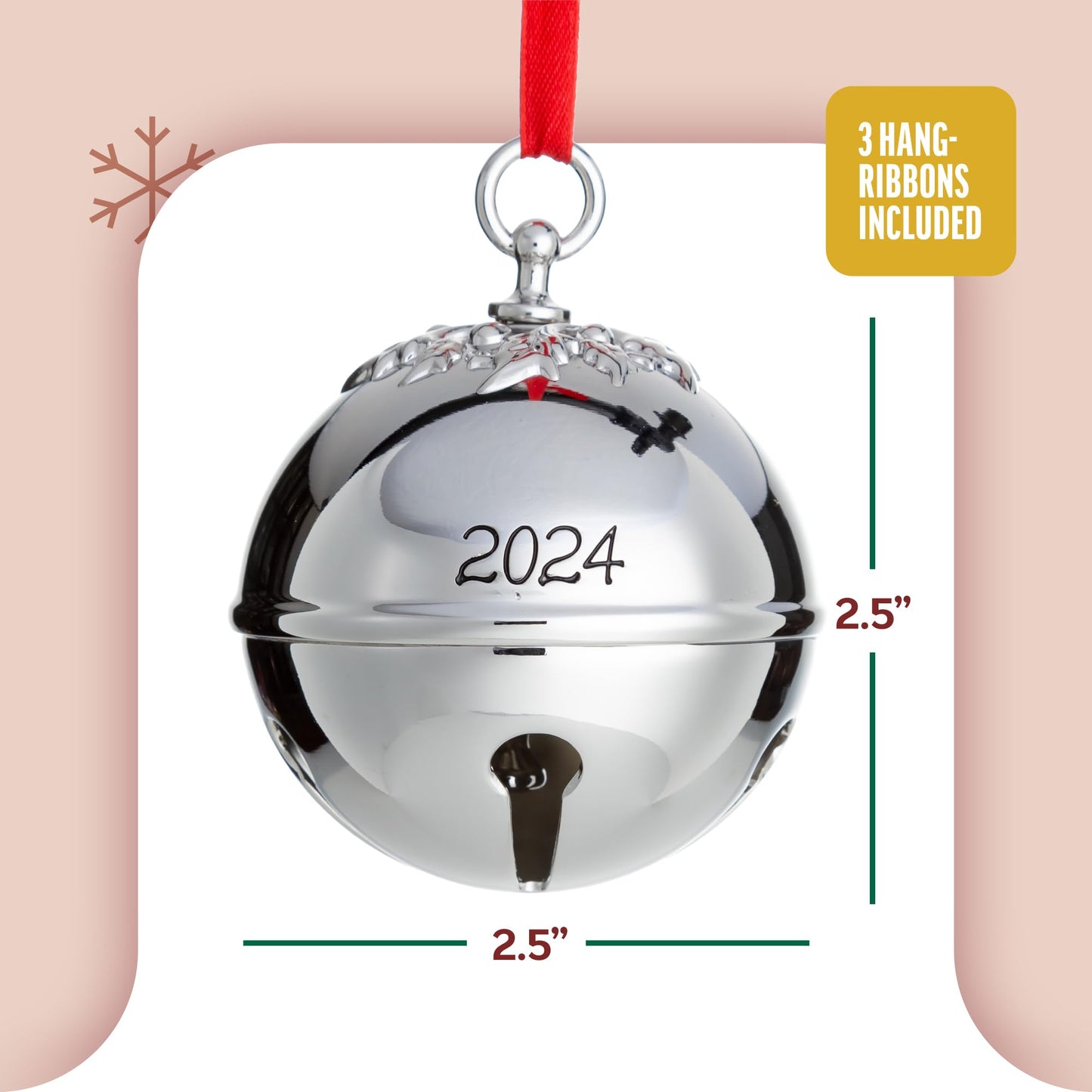 Klikel Christmas Bell Ornament 2024 - Sleigh Bell Christmas Ornament 2024 - Christmas Holy Ball 2024 Ornament - Bell Ornament for Christmas Tree - Sleigh Bell Engraved 2024-10th Annual Edition