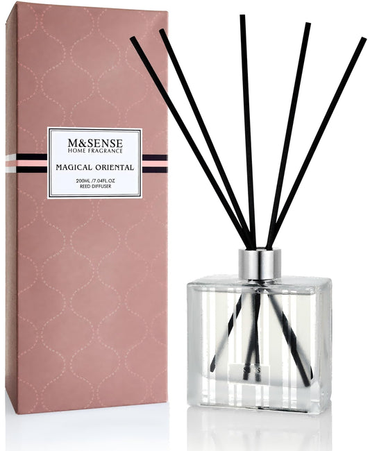 M&SENSE Reed Diffuser Set 7.04oz, Magical Oriental Scent Diffusers for Home with Sticks, Shelf Air Freshener for Bedroom Bathroom Office Decor, Home Fragrance Products House Warming Gifts