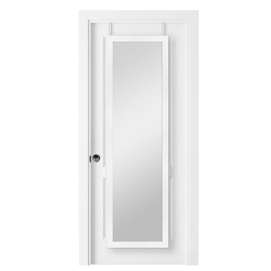 MCS 16x55 White Over The Door Mirror, Full Length Hanging Mirror for Bedroom and Bathroom Doors, No Tools Required