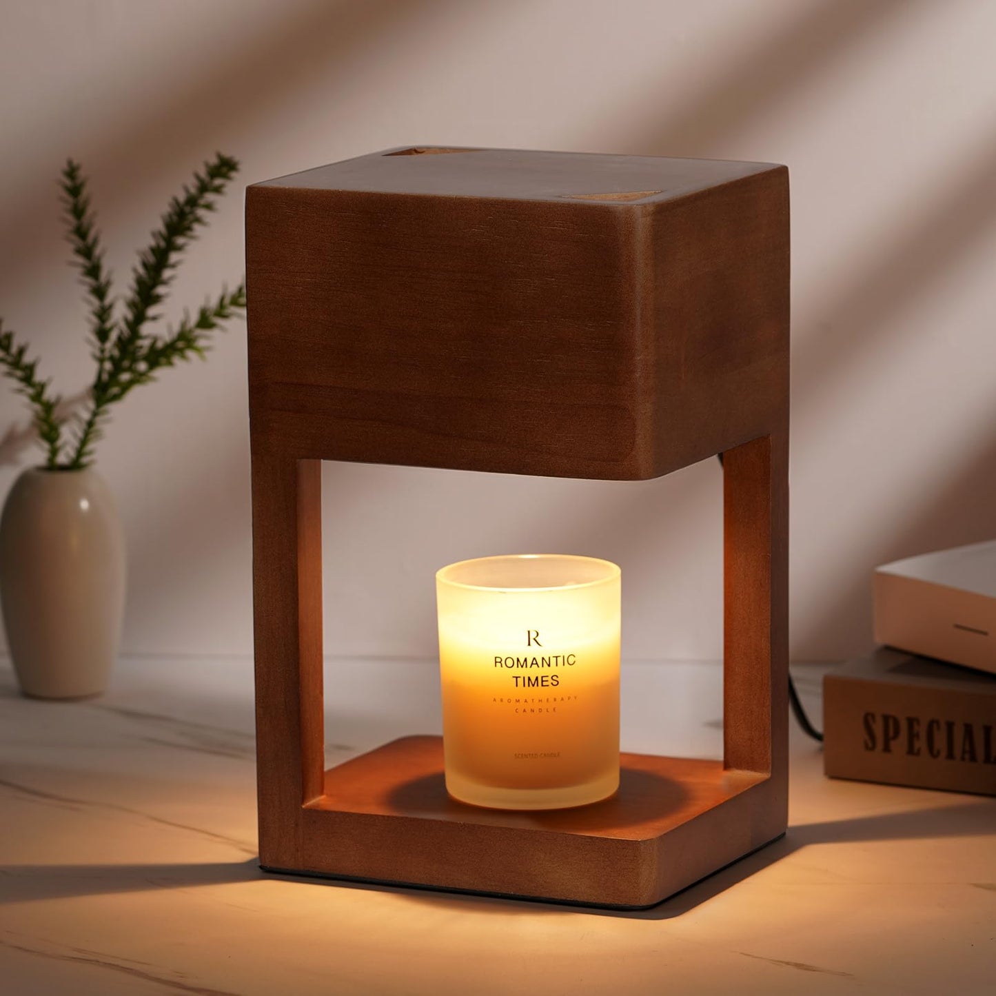 Funistree Candle Warmer Lamp with Timer, Candle Lamp Warmer for Large Jar Candles, Birthday Gifts for Women Mom Her, Wooden Dimmable Candle Lamp Wax Melts, Mom Women Gifts Ideas, Modern Bedroom Decor