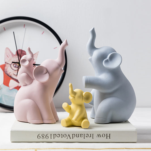 Nordic Cartoon Elephant Ceramic Ornaments – Cute Home Decor