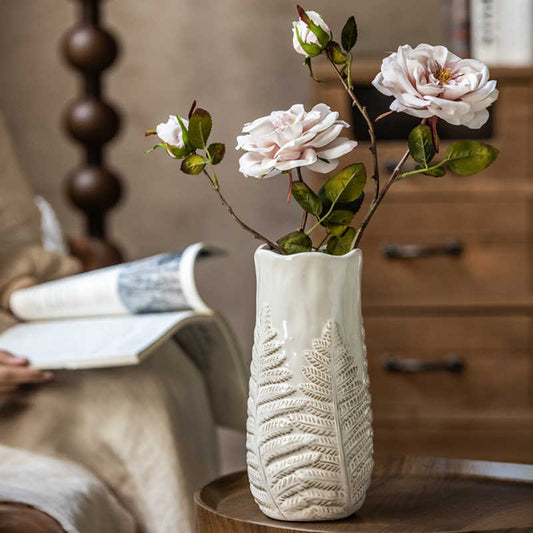 Vintage Embossed Ceramic Vase – Decorative Ornament for Home