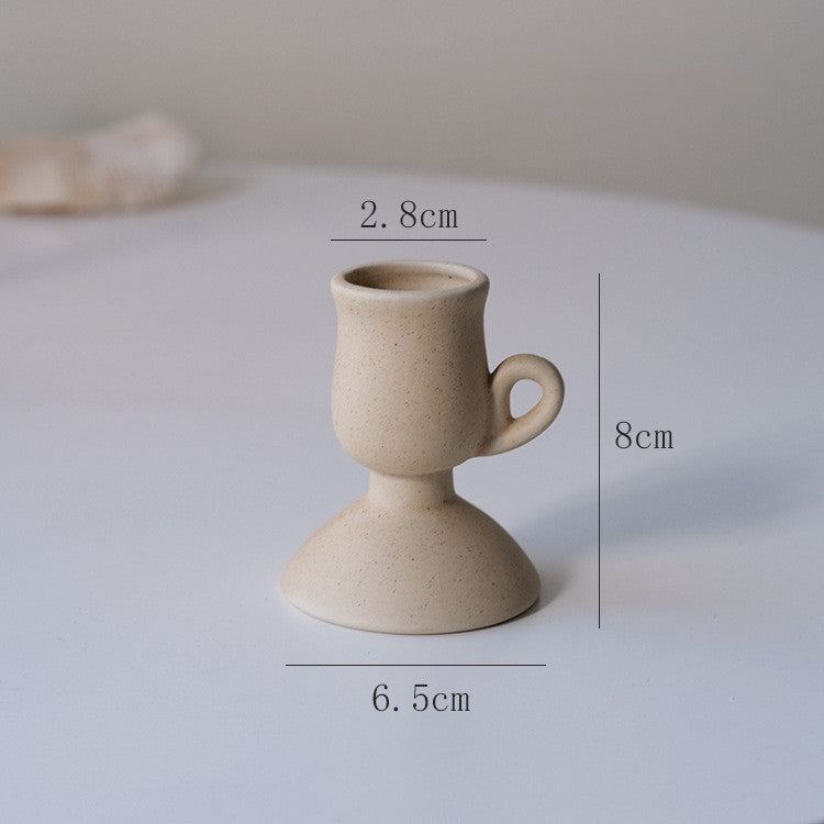 Retro Ceramic Candlestick Ornament – Nordic Simple Style Decor