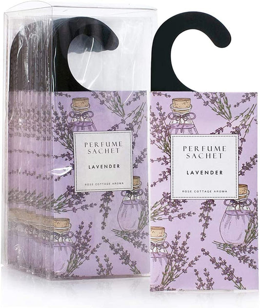 ROSE COTTAGE Large 12 Packs Lavender Hanging Closet Deodorizer Air Freshener Long Lasting Scented Sachets Smell Goods for House