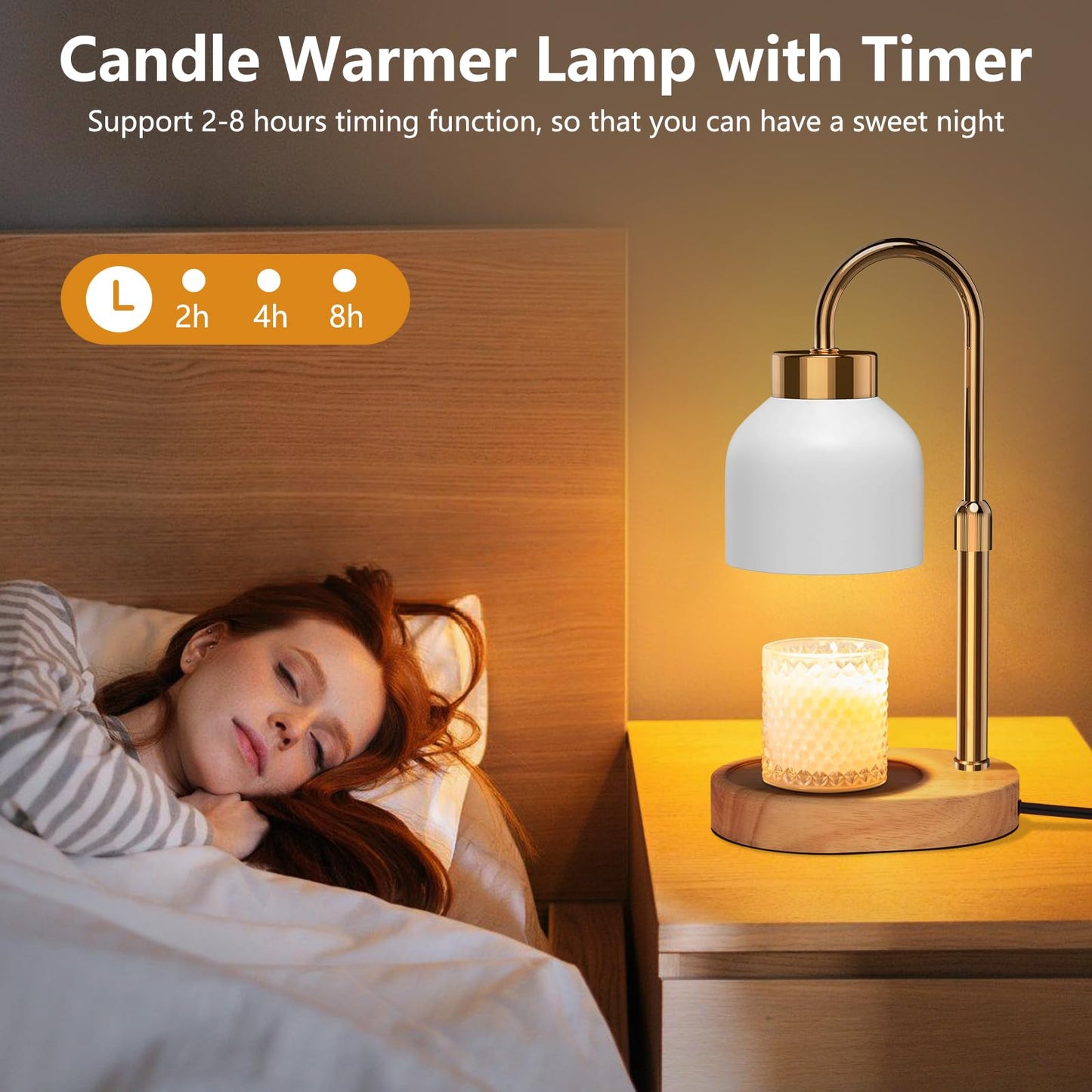 Candle Warmer Lamp with Timer and Dimmer,Electric Wax Warmer Lamp with Two Bulbs for Scented Wax,Christmas Gift and House Warming Gift New Home,Adjustable Brightness,Temperature and Height