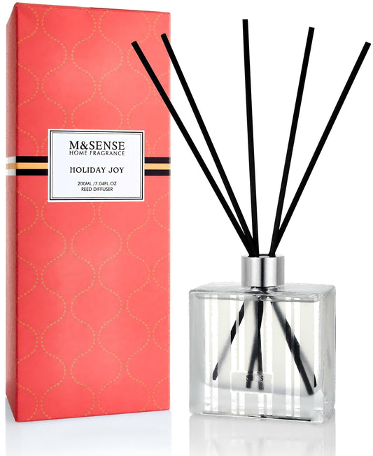 M&SENSE Reed Diffuser Set 7.04oz, Holiday Joy Scent Diffusers for Home with Sticks, Shelf Air Freshener for Bedroom Bathroom Office Decor, Home Fragrance Products House Warming Gifts