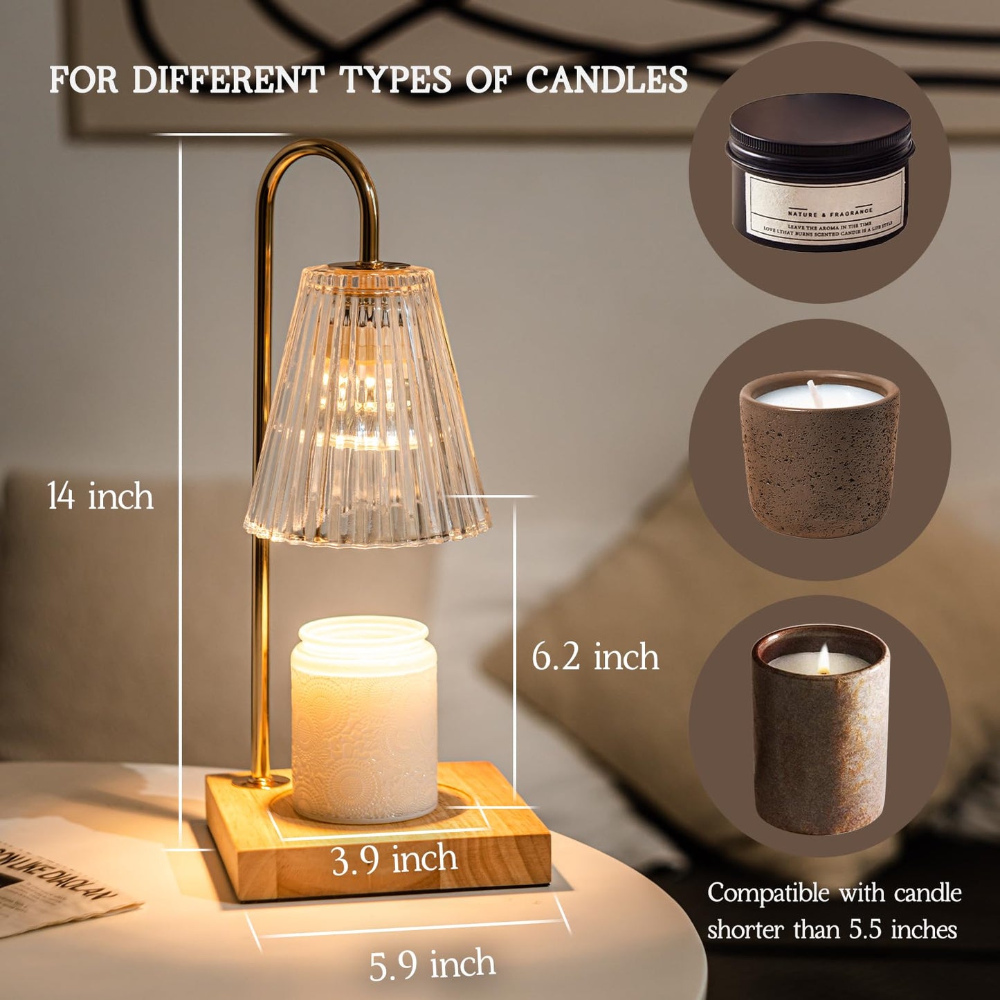 Marycele [Set of 2] Candle Warmer Lamp, Electric Candle Lamp Warmer with Timer, Aesthetic Home Decor, Mothers Day Gifts for Mom, Graduation Gifts for Teacher House Warming Gifts New Home