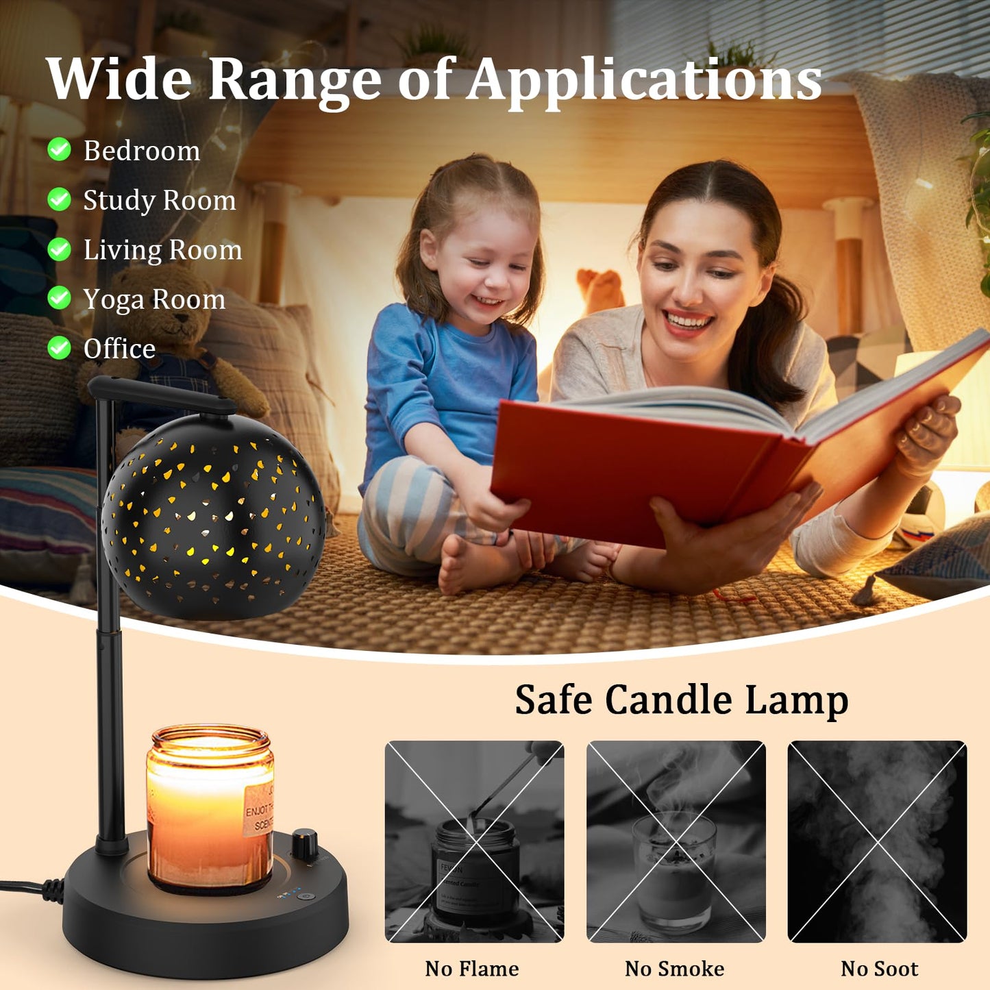 Candle Warmer Lamp, Candle Lamp Warmer with Timer and Dimmer Adjustable Height, Gifts for Women Mom, Electric Wax Melt Warmer with 2 Bulbs for Scented Jar Candles, Housewarming Gifts New Home Decor