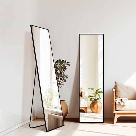 TRAHOME Standing Mirror Full Length Mirror,Large Floor Mirror with Aluminium Frame for Door Bedroom Bathroom Living Room