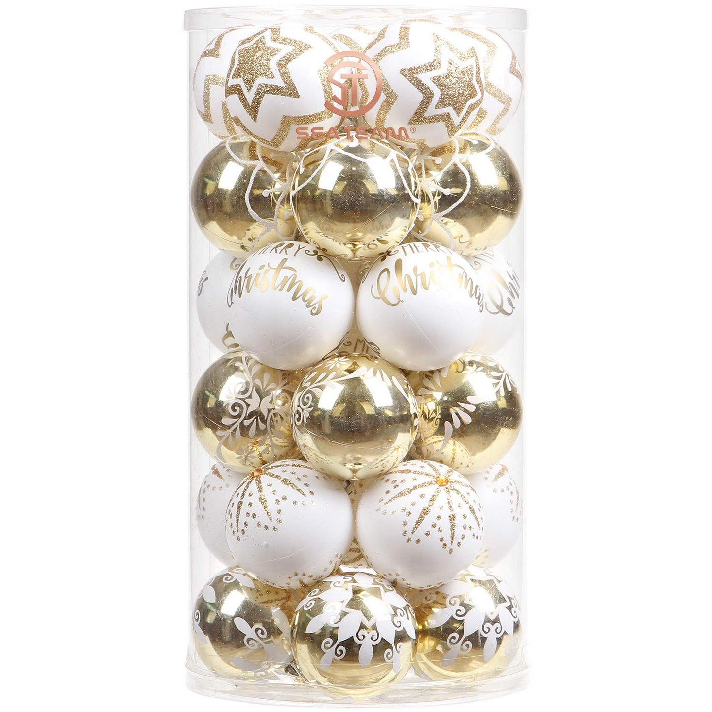 Sea Team 60mm/2.36" Set of Colorful Painted Sparkling Ornaments and Hanging Baubles for Christmas Tree - 30 Pieces