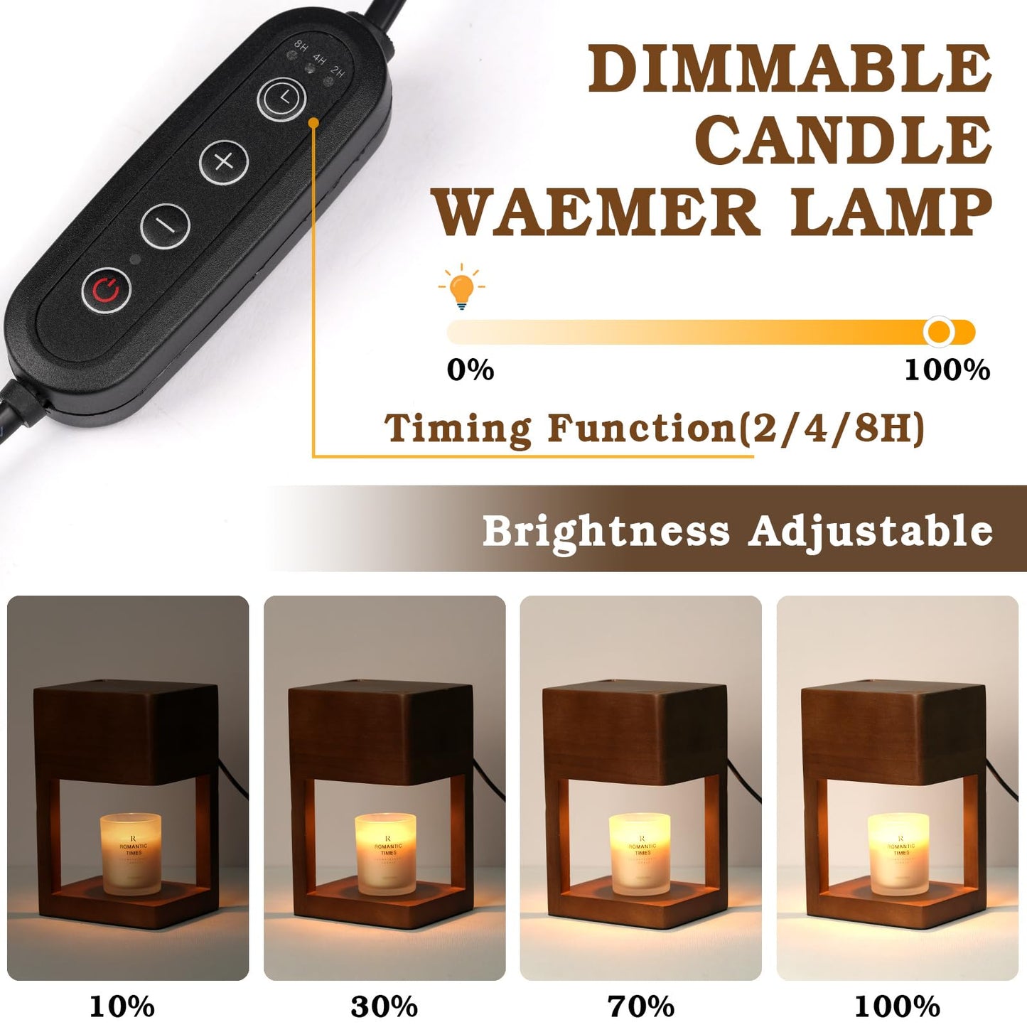 Funistree Candle Warmer Lamp with Timer, Candle Lamp Warmer for Large Jar Candles, Birthday Gifts for Women Mom Her, Wooden Dimmable Candle Lamp Wax Melts, Mom Women Gifts Ideas, Modern Bedroom Decor