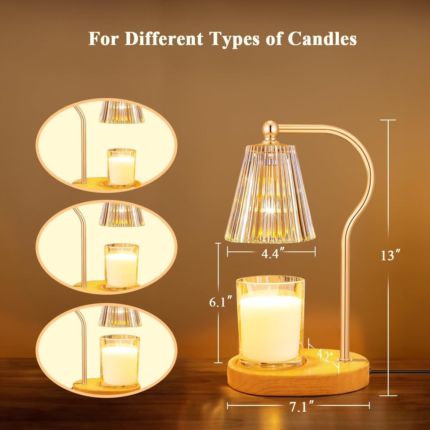 YJTIMEGS Candle Warmer Lamp, Candle Lamp Warmer with Timer & Dimmer, Candle Warming Lamp for Bedroom, House Warming Gifts New Home Bedroom Decor with 2 Bulbs