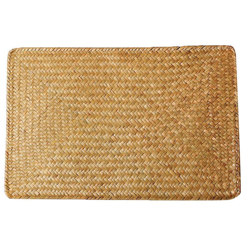 Natural Woven Rattan Rectangular Placemats for Dining Table, Set of 4