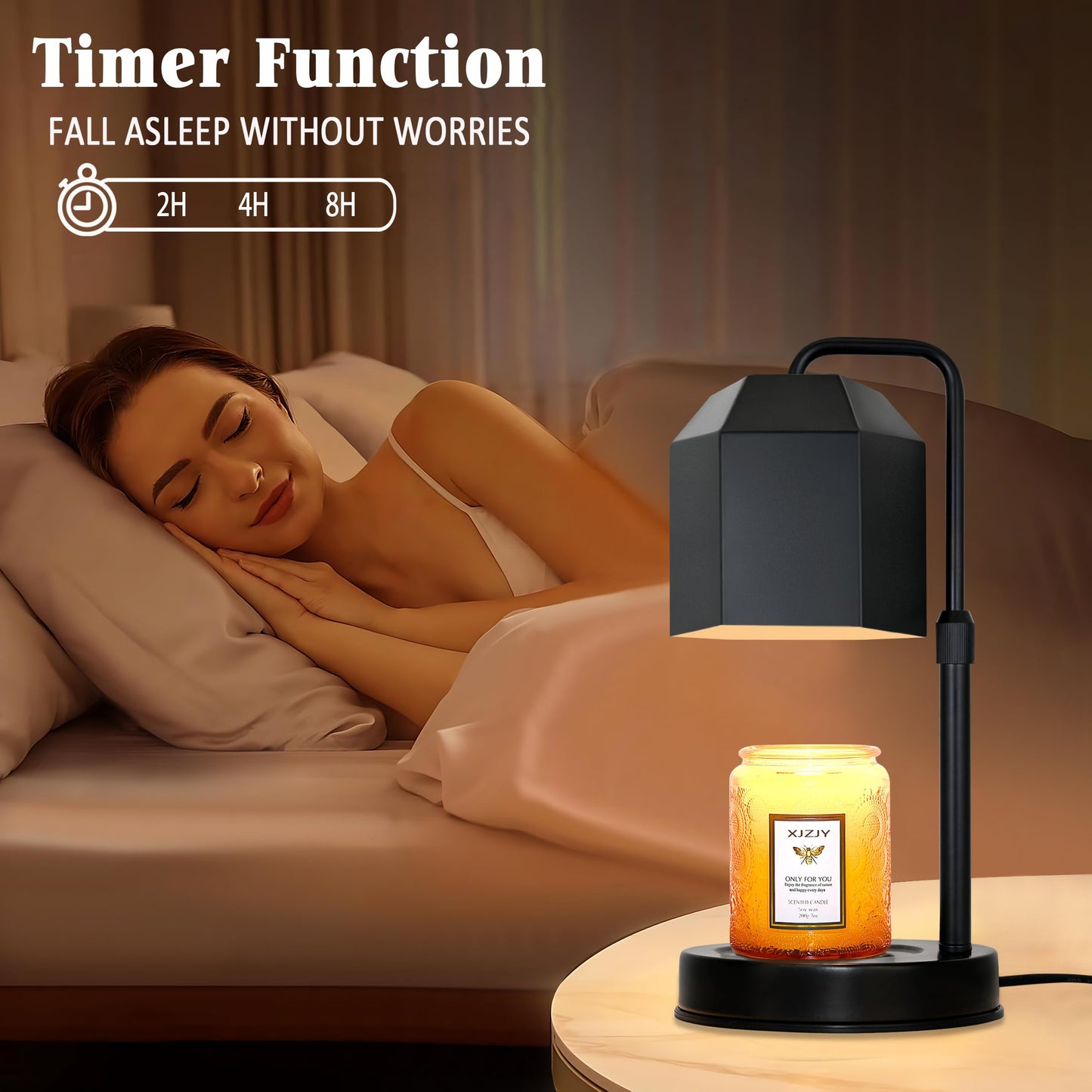 Candle Warmer Lamp with Timer,Electric Candle warmer,Adjustable Height Dimmable Candle Warmer Lamp,Flameless Scented Candle Warmer,Compatible with Various Candles,Candle warmer for Home Decor,Black