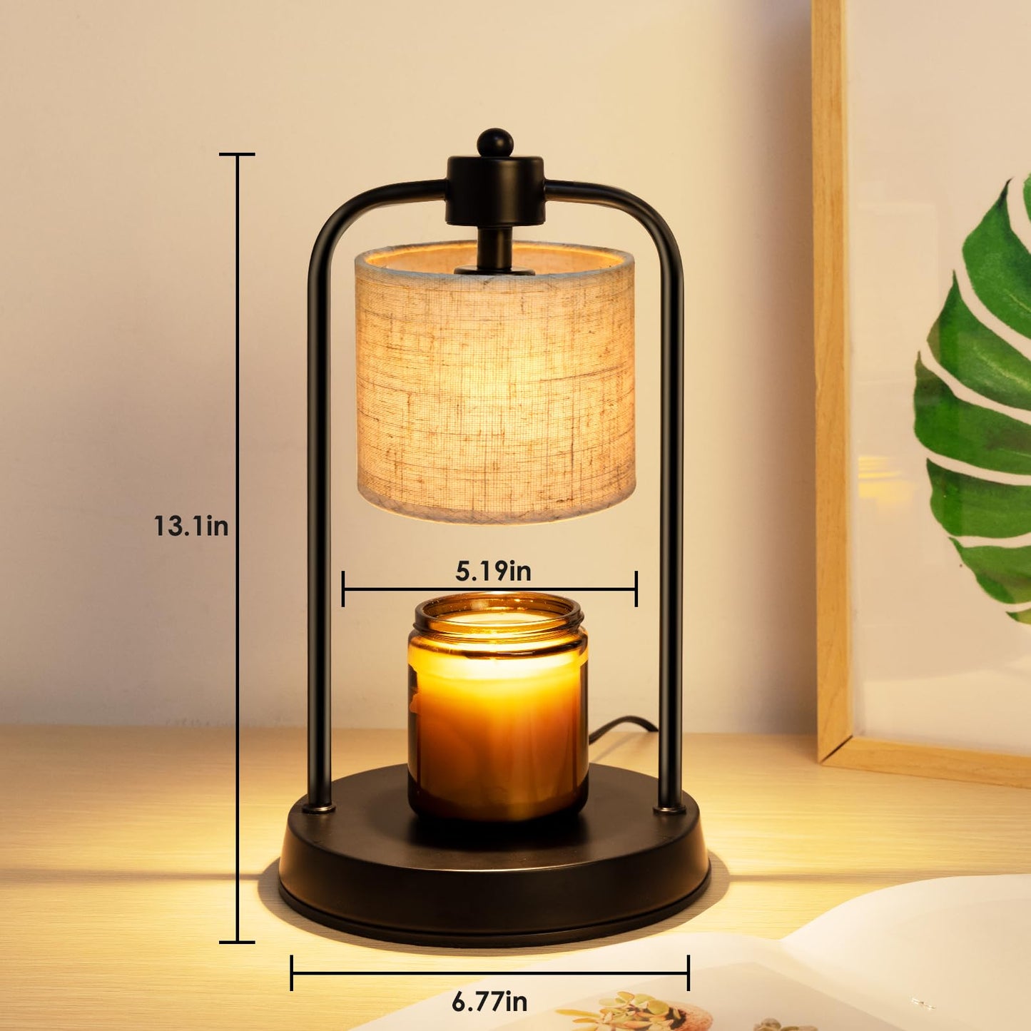 FullyCare Candle Warmer Lamp Electric with Timer: Wax Melts Warmer - Dimmable Candle Wax Warmer Electric Candle Warmer with Replacement Bulbs, Bedroom Home Decor Compatible with Various Candles-Linen