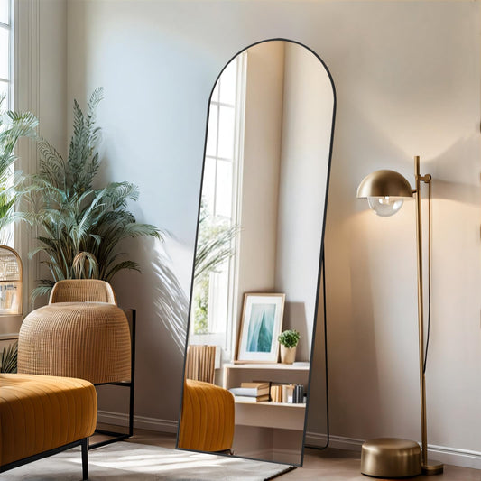 Arched Mirror Full Length, 16"x59" Body Wall Mirrors with Shatter-Proof Glass, Floor Standing, Hanging or Leaning, Tall Arch Mirror with Stand Aluminum Alloy Frame for Bedroom Cloakroom