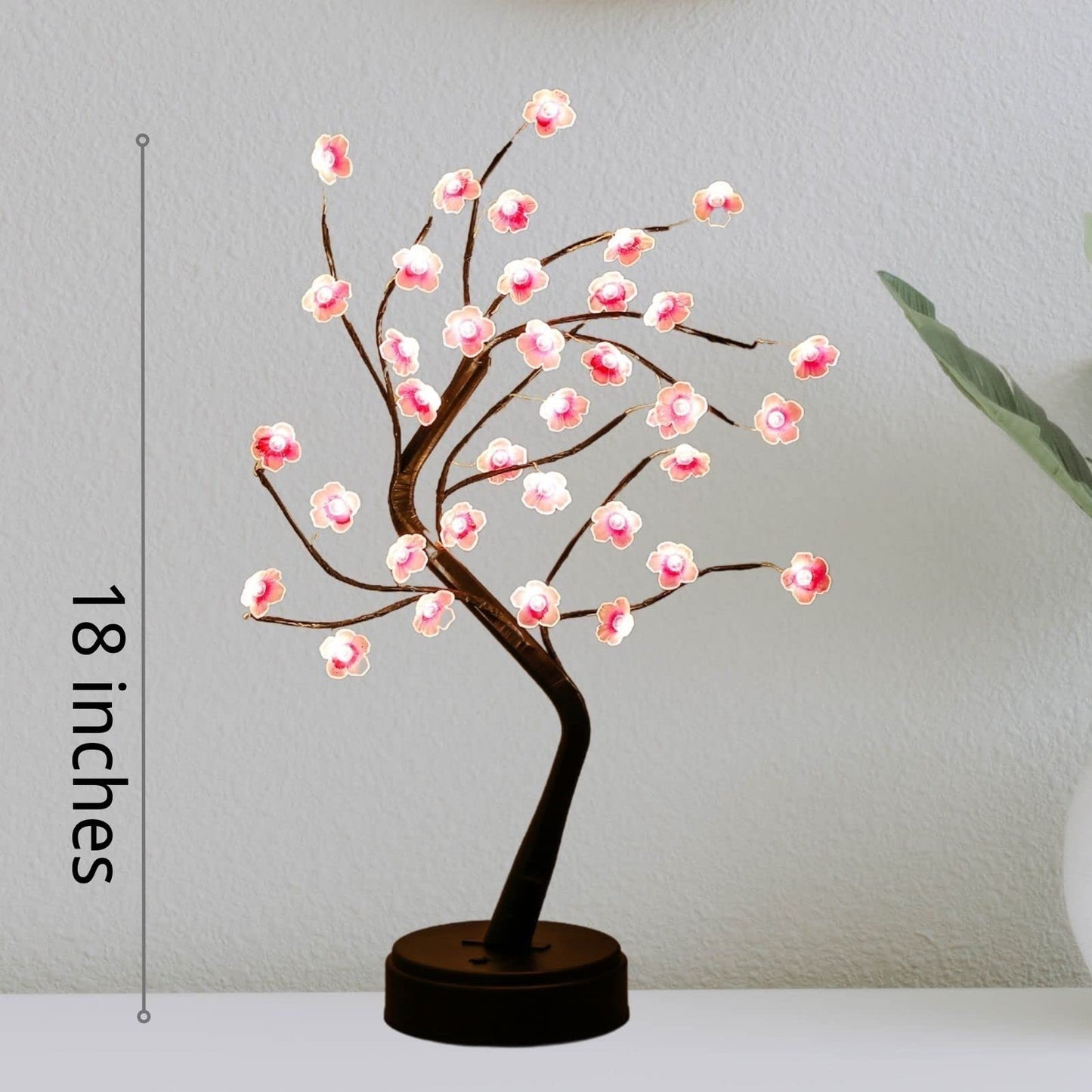 Cherry Blossom Tree Lamp, 18inch 36 Led Bonsai Tree Lights, Battery/USB Operated Japanese Decor Night Lights for Bedroom Home Idea