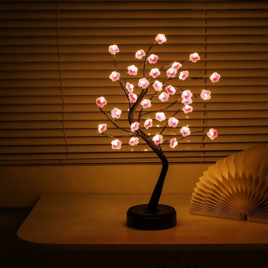 Cherry Blossom Tree Lamp, 18inch 36 Led Bonsai Tree Lights, Battery/USB Operated Japanese Decor Night Lights for Bedroom Home Idea