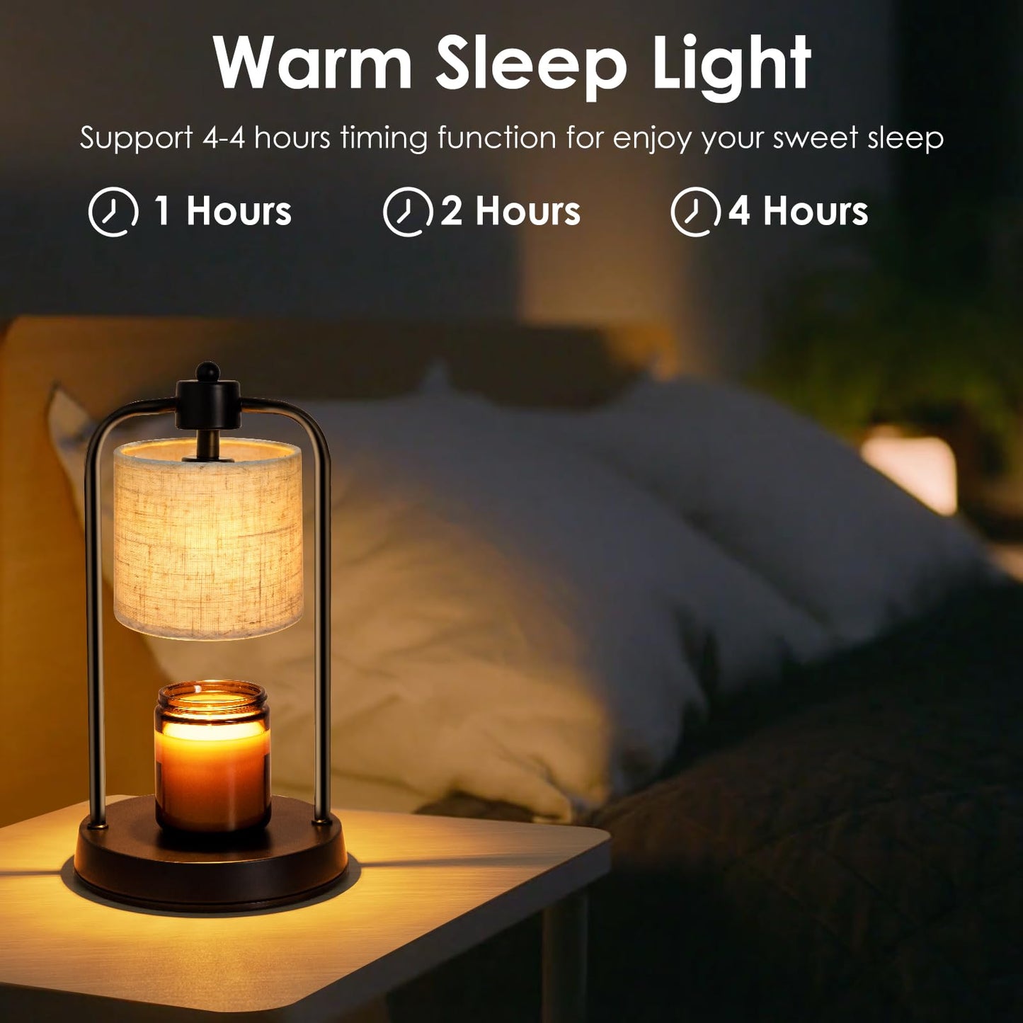 FullyCare Candle Warmer Lamp Electric with Timer: Wax Melts Warmer - Dimmable Candle Wax Warmer Electric Candle Warmer with Replacement Bulbs, Bedroom Home Decor Compatible with Various Candles-Linen