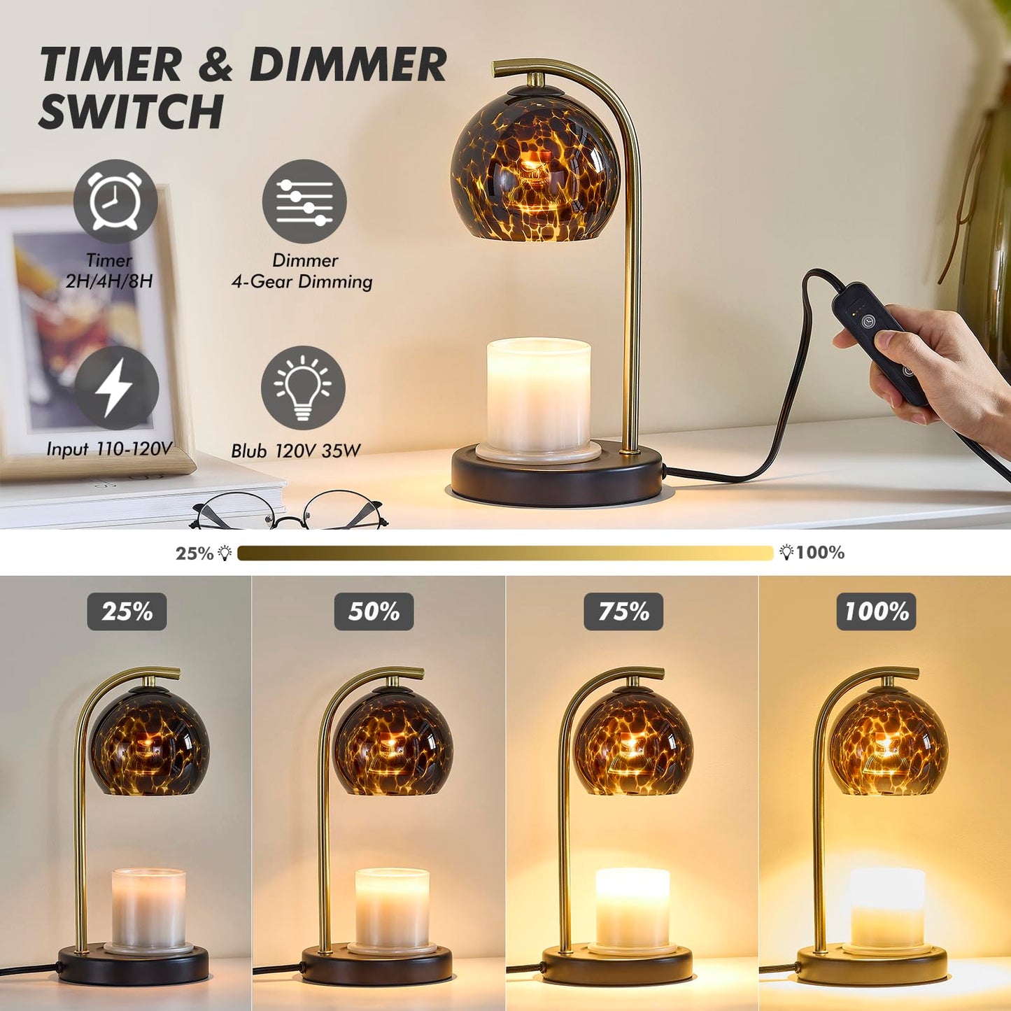 Womens Gifts for Christmas Candle Warmer Lamp, Dimmable Scented Wax Melt Warmer with Timer, Housewarming Gifts for Home Bedroom Decor, Xmas Birthday Gifts for Mom, 2 Bulbs