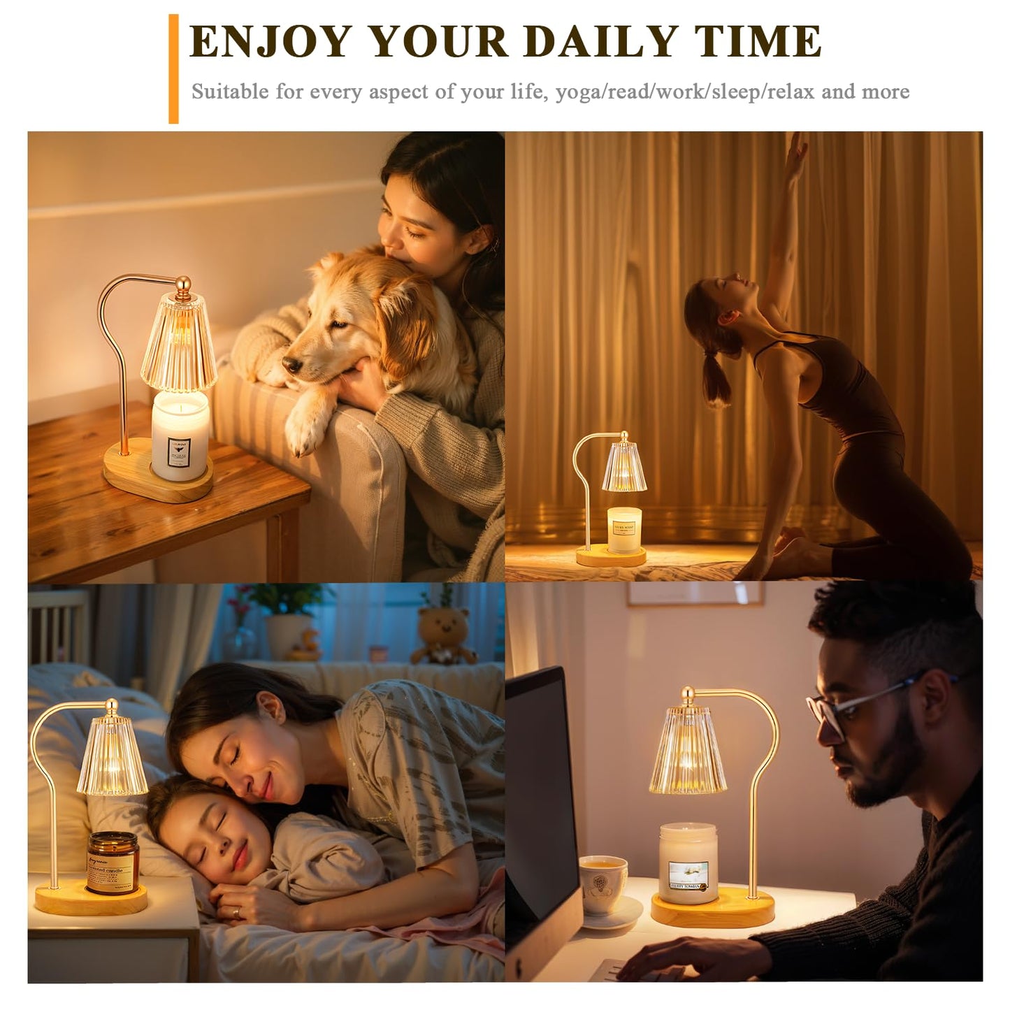 YJTIMEGS Candle Warmer Lamp, Candle Lamp Warmer with Timer & Dimmer, Candle Warming Lamp for Bedroom, House Warming Gifts New Home Bedroom Decor with 2 Bulbs