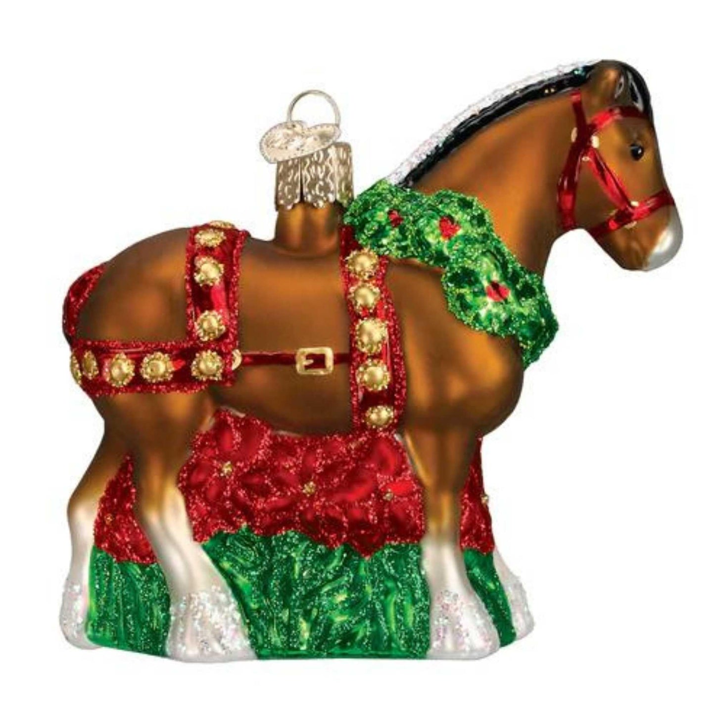 Old World Christmas Ornaments: Holiday Clydesdale Glass Blown Ornaments for Christmas Tree