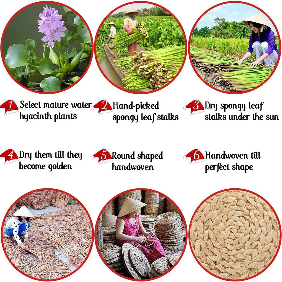 Kosmeey Oval Woven Placemats, Natural Water Hyacinth Placemats Set of 4, Straw Braided Rattan Placemats, 12x16 Inches Plate Chargers Set, Non-Slip Heat Resistant Woven Chargers for Dining Table