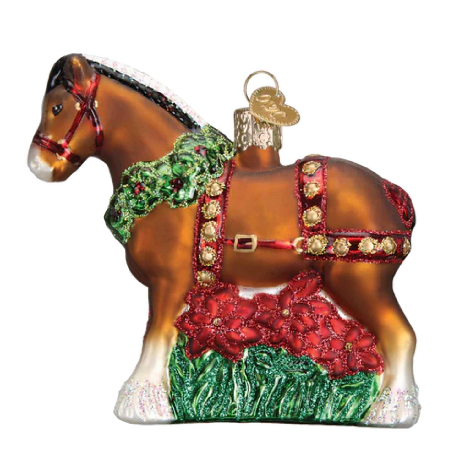 Old World Christmas Ornaments: Holiday Clydesdale Glass Blown Ornaments for Christmas Tree