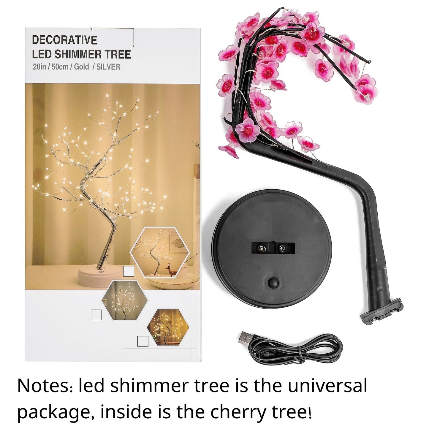 Cherry Blossom Tree Lamp, 18inch 36 Led Bonsai Tree Lights, Battery/USB Operated Japanese Decor Night Lights for Bedroom Home Idea