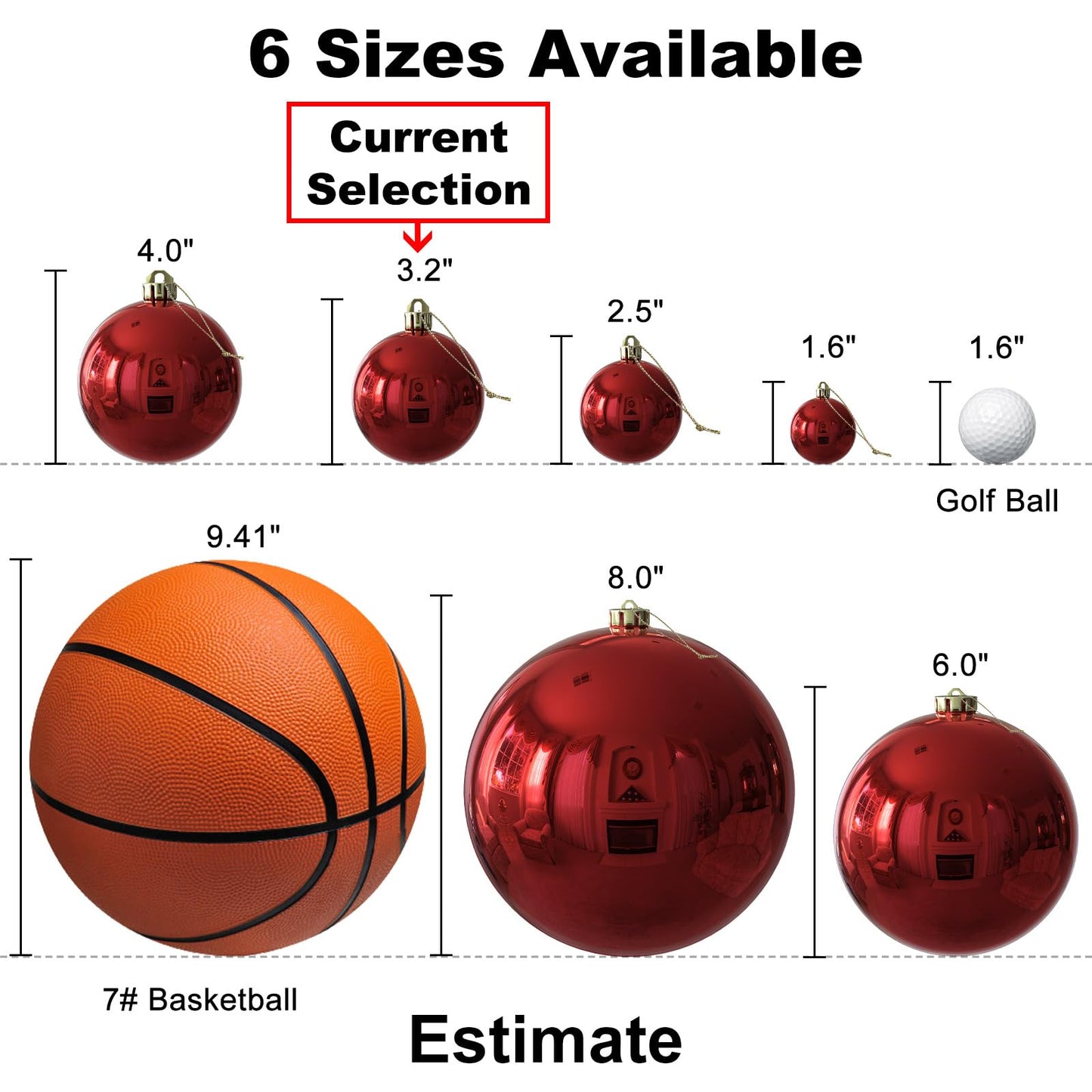 Rose Red 3.2" Large Christmas Balls - Christmas Tree Decoration Ornaments Shatterproof Hanging Balls for Birthday Halloween Holiday Wedding Decorations Set of 24pcs