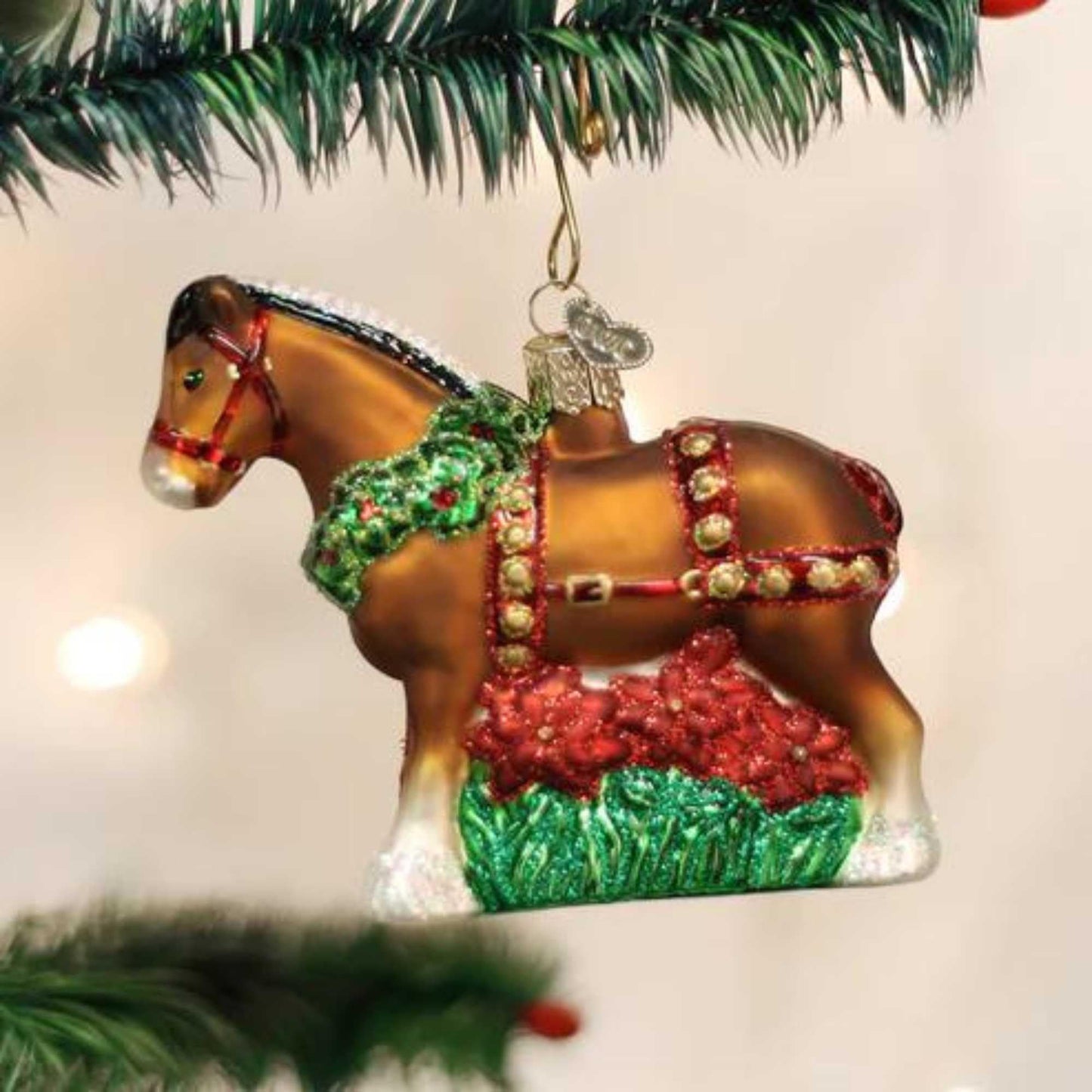 Old World Christmas Ornaments: Holiday Clydesdale Glass Blown Ornaments for Christmas Tree